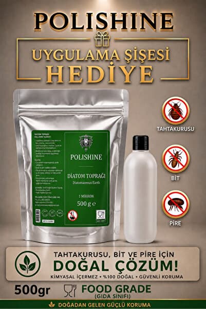 POLİSHİNE Diatom Toprağı 500GR %100/ Tahtakurusu, Bit ve Parazit Tozu Yürüyen Haşereler İçin/ Kalsine Edilmemiş 1 Mikron