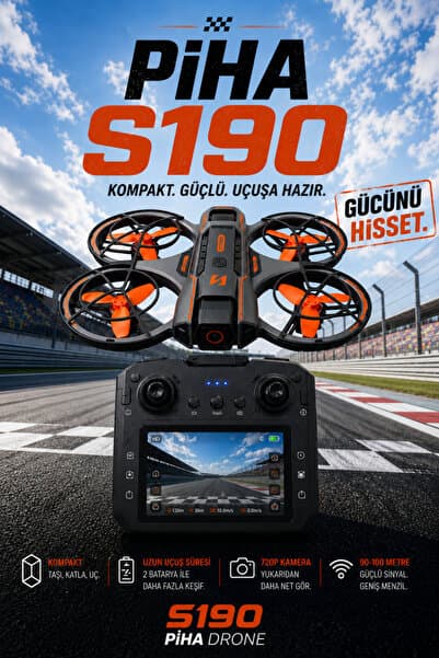 piha S190 Fırçasız Motor 2Batarya&25Dakika Uçuş 720P Çift Kamera Taşıma Çantalı Drone