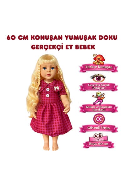 Magicway 60 Cm Türkçe Konuşan Et Bebek Gerçek Bebek Hissi %100 Gerçekçi Yumuşak Doku Hareketli Vücut Oyuncak