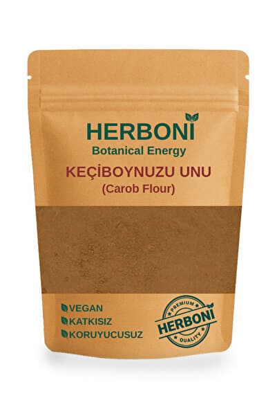 HERBONİ Glutensiz Keçiboynuzu Harnup Tozu Unu 200g, Doğal ve Katkısız
