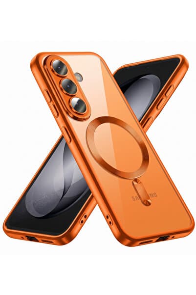 Rivor Galaxy S25 FE Kılıf Kamera Korumalı Magsafe Wireless Şarj Şeffaf Kenarları Renkli Kapak