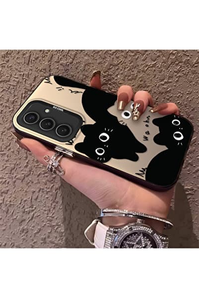 CHICASELUX Samsung Galaxy S24 Plus Uyumlu Yüksek kaliteli eğlenceli siyah kedi baskılı kılıf, sevimli şık darbe