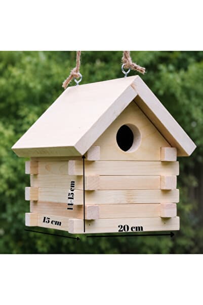 WUNSHWOOD ATELİER Doğal Ahşap-Asklı Kuş Evi – Bahçe ve Balkon Kuş Yuvası
