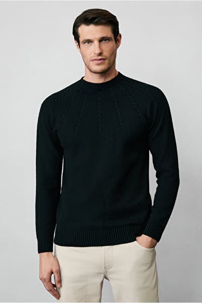 Kiğılı Yarım Balıkçı Yaka Slim Fit Desenli Triko Kazak