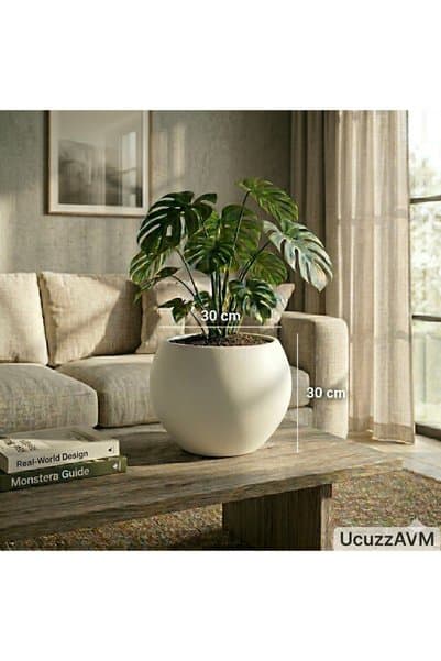 CANBOTANİK UcuzzAVM Dekoratif 30 cm Yuvarlak Saksı-Küre Salon Saksı- Ev - Ofis - Bahçe Saksı İç Drenajlı Saksı