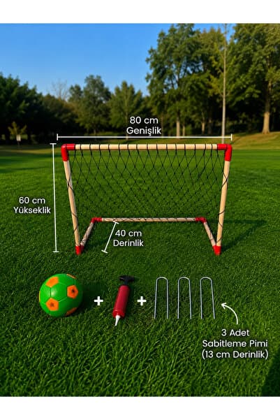 Masal Oyuncak Ahşap Futbol Kalesi (Mini futbol topu + pompa + sabitleme telleri )