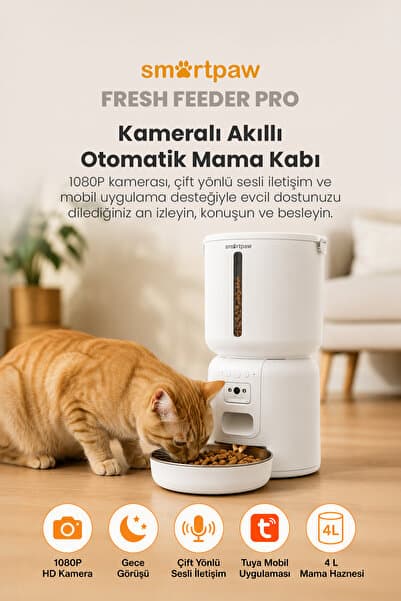 SMARTPAW Fresh Feeder Pro / 4L Kameralı Akıllı Otomatik Mama Kabı Sesli İletişim APP Kontrollü