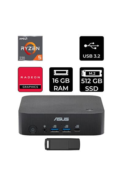 ASUS ExpertCenter PN54-S1 Ryzen 5 220 16GB RAM 512GB SSD FreeDOS PN54-BBR522MNS1P307 Mini Masaüstü Bilgisayar + PER4 USB BELLEK
