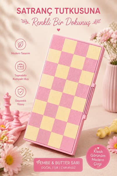 Heners Candy Chess | Taş Saklama Kutulu Kompakt / Katlanabilir Seyahat Satranç Seti / Plaj , Okul, Kamp