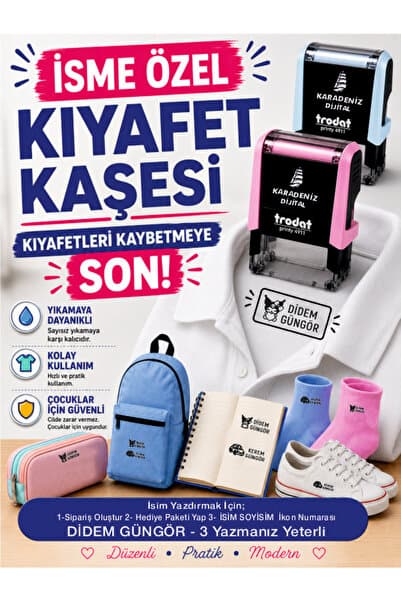KARADENİZ DİJİTAL Kişiselleştirilebilir İsme Özel Kıyafet Kumaş Kaşesi -kreş -anaokulu - Ilkokul Öğrenci Kumaş Elbise Kaşesi