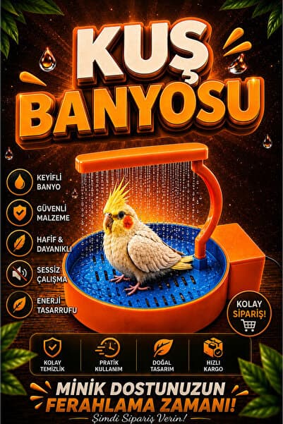 Genç 3D USB Kuş Banyosu Otomatik Kuş Duşu | Açma Kapama Butonlu | Muhabbet Kuşu ve Sultan Papağanı İçin | Halka Oyuncak Hediyeli