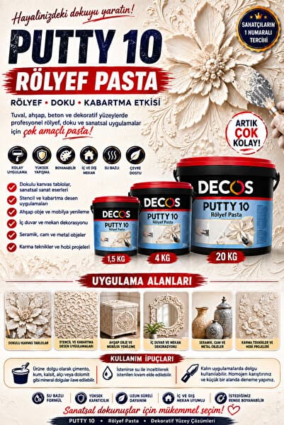 DECOS Putty 10 - Rölyef Macun Pasta 1,5 Kg