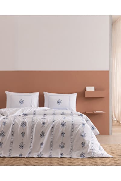 Madame Coco Victorie King Size %100 Pamuk Ranforce Çarşaflı Nevresim Takımı - Mavi