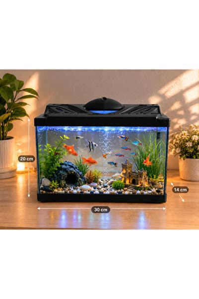 PKR Akvaryum 30 cm 7 litre siyah
