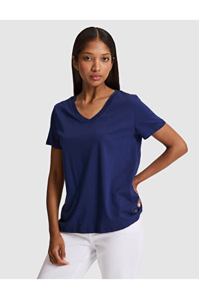 Pierre Cardin Lacivert Regular Fit V Yaka Basic Tişört 50326875-VR033