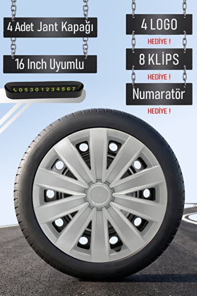 Routicar Volkswagen Jant Kapağı Seti 4 Adet 16" inç Gri ( Golf Jetta Polo Caddy Passat Bora T7 Transporter ) G072