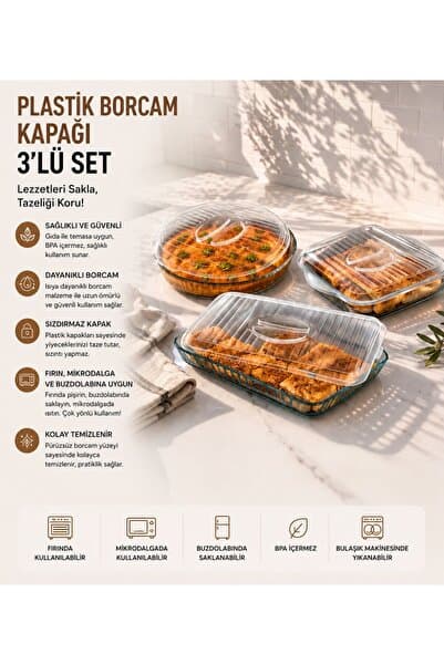 Myplas Plastik Yuvarlak+ Kare+ Dikdörtgen Borcam Kapağı 3'lü Set