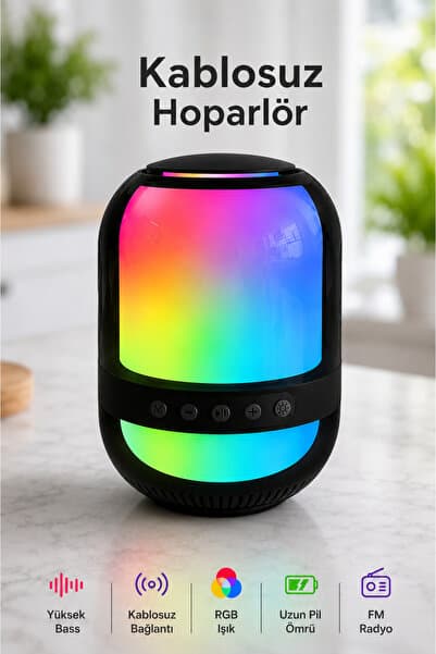 Abbruch RGB Bluetooth Hoparlör Yüksek Bass Kablosuz Bağlantı FM Radyo Uzun Pil Ömrü ve Şık Tasarım