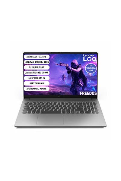 LENOVO LOQ 83S0002YTR Ryzen 7 7735HS 16GB 512SSD RTX4050 15.6" FullHD FreeDOS Dizüstü Bilgisayar