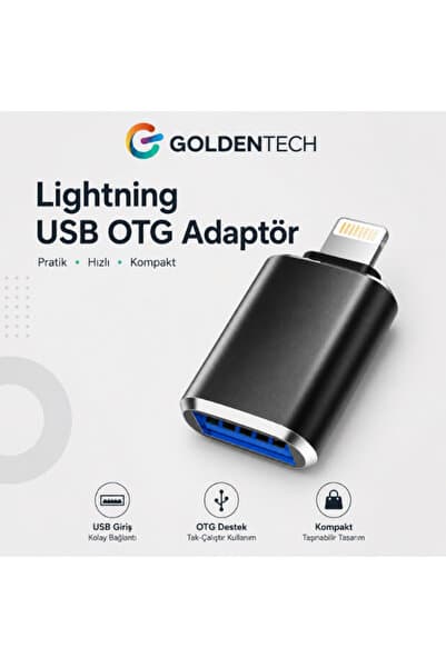 Golden Tech Apple Lightning Uyumlu Usb 3.0 (YÜKSEK HIZLI) Veri Aktarımı Otg Çevirici Dönüştürücü Adaptör