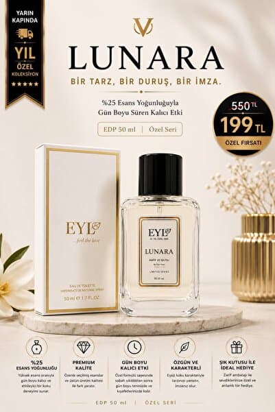 EYL COSMETIC LUNARA %25 Esans EDP 50 ml Kadın Parfüm Kalıcı FEMİNENLİĞİN ZERAFETİ, DOĞANIN TAZELİĞİ