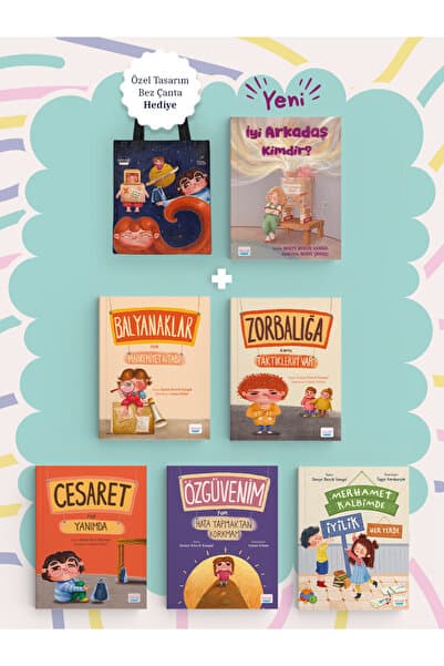 Turta Kitap Çanta Hediyeli Akademisyen Anne Duygu Seti - 6 Kitap - İyi Arkadaş Kimdir - Cesaret - Özgüvenim -Zorbalık - Balyanak -Merhamet