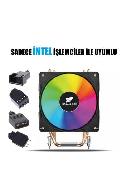 MEGALODON TW120 6 Bakır Borulu ARGB Kule Tipi İşlemci Soğutucu Cpu Fanı Sadece İntel İşlemciler İçin