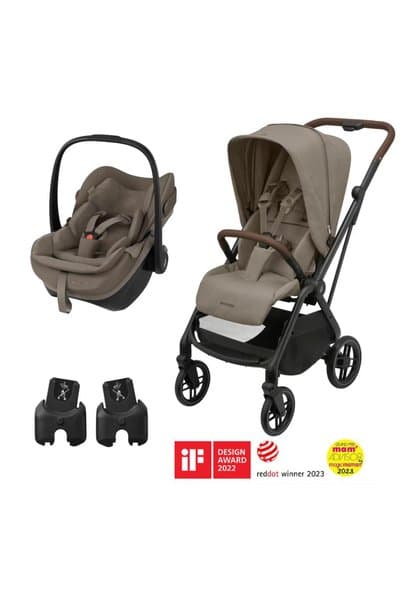 Maxi-Cosi Leona2-Pebble Slide Pro Tek Elle Katlanan Çift Yönlü Seyahat Sistem Bebek Arabası Truffle
