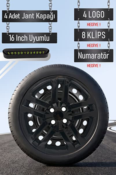 Routicar Renault Clio 5 Clio 4 16" inç Jant Kapağı Seti 4 Adet Piano Black Yeni Model Kırılmaz 4 Bijonlu S055
