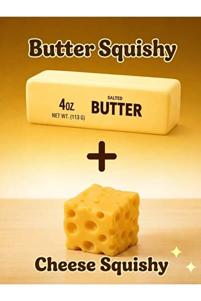 Rüya Gezegeni Butter Tereyağı & Cheese Peynir Squishy 2'li Paket – Slow Rising Sıkılabilir Stres Oyuncağı , Duyusal Fidget Oyuncak ORİJİNAL