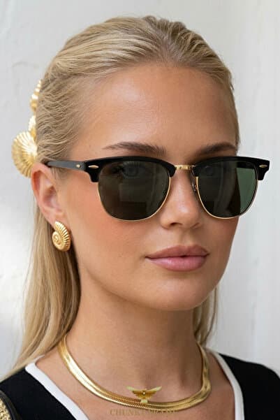 Chunky Frame Clupmaster Unisex Kare Siyah Lüx Güneş Gözlüğü