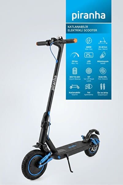 Piranha 5015M Elektrikli Scooter 36V 10.4Ah 35 Km Menzil Katlanabilir Çift Amortisör Sinyal