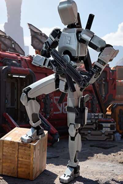 Grand TALİSMAN Oynar Eklemli Hareketli Robot Oyuncak Aksiyon Figürü 3D Baskı dummy 13 cm (Montajlı) (SİYAH-ÇELİK GRİ)