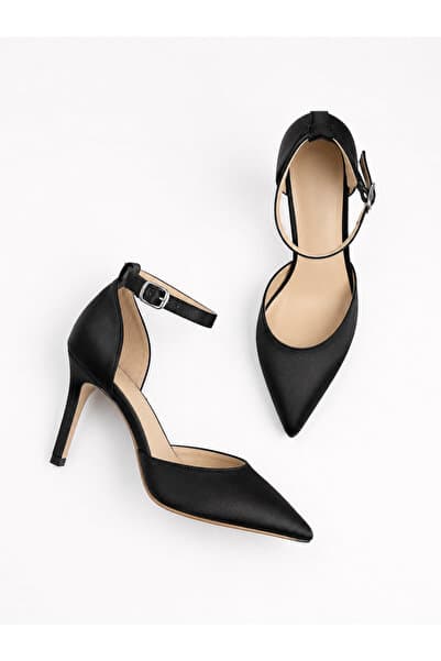 Moda Line Kadın Bilekten Tokalı Sivri Burun İnce Topuk Abiye Stiletto Ayakkabı