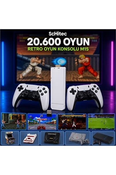 schitec Arcade 4KHD Emuelec Retro Game Stick 90 lı Yıllar Makinası Oyunları 20600 Oyunlu Konsol M15