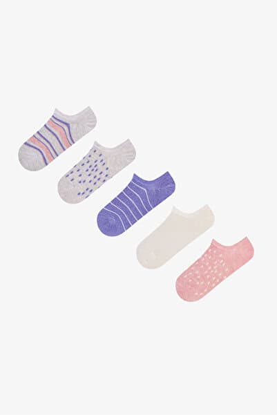 Penti Pembe Beyaz Trendy Pattern Çizgili Pamuklu 5 Çift Sneaker Çorap
