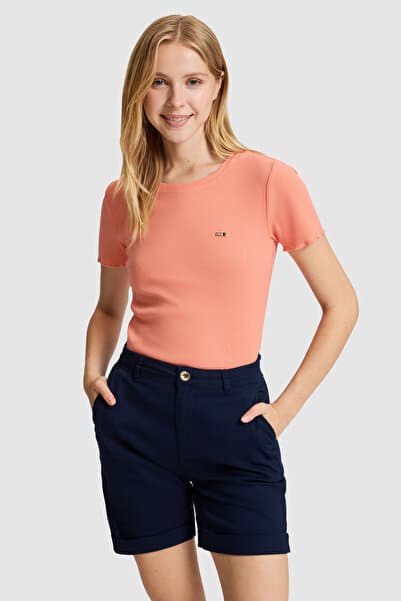 U.S. Polo Assn. Kadın Somon Bisiklet Yaka Tişört 50323485-VR204