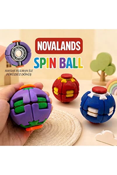 novalands Spin Ball Stres Topu Çelik RULMANLI 1. Kalite Basmalı Dönen Top