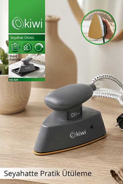 Kiwi KSI-631 Seyahat Ütüsü | Kompakt Tasarım | Yapışmaz Taban | Isıya Dayanıklı Stand