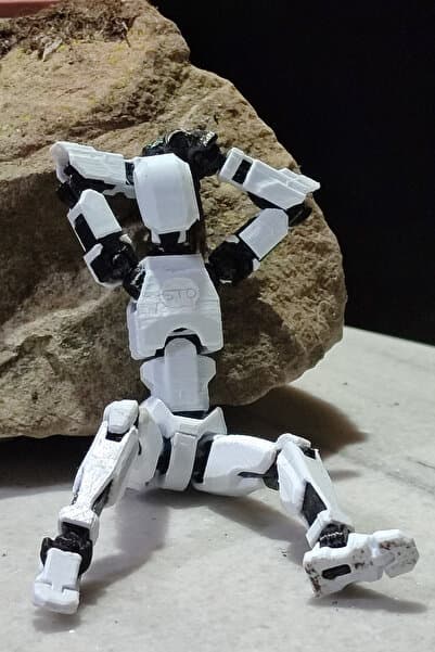 Grand TALİSMAN Oynar Eklemli Hareketli Robot Oyuncak Aksiyon Figürü 3D Baskı dummy 13 cm (Montajlı) (SİYAH-BEYAZ)