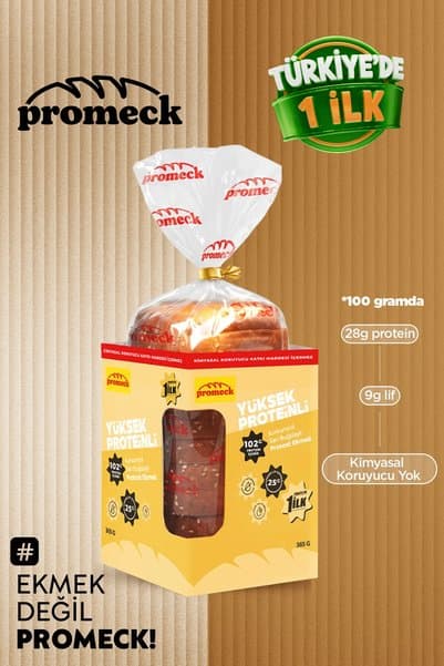 Promeck Yüksek Proteinli Kurkuminli Sarı Buğdaylı Protost Ekmek 365 gr