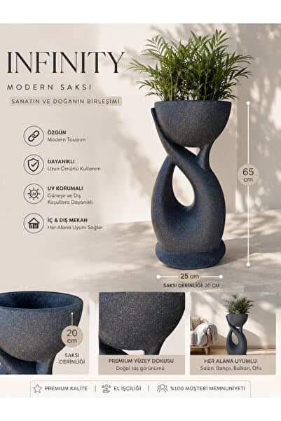 Home Dekaform Infinity Beton Görünümlü Dekoratif Saksı Minimal Modern İç Dış Mekan Saksısı