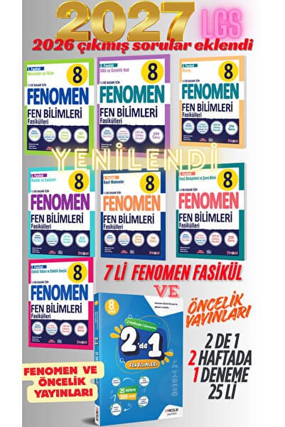 Fenomen Yayıncılık 2026 2027 LGS 8. sınıf Fenomen Fen Bilimleri Fasikülleri FASİKÜL 7 Lİ YENİ BASKI GÜNCEL - ÖNCELİK BRANŞ FEN DENEME TEST KİTABI