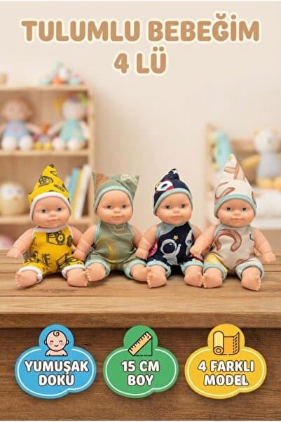 Tıfıl Toys Et Bebek 15 cm : Desenli Tulum ve Uyumlu Şapka ile 4lü Eğlenceli Eğitici oyun Set