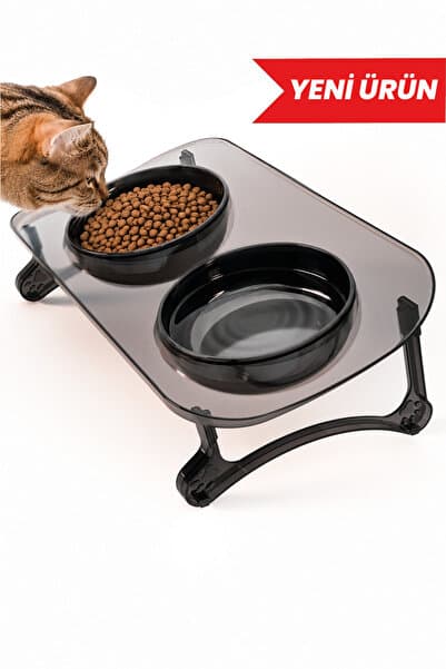 ATA HOME Kedi Mama Kabı, Kedi Köpek Mama ve Su Kabı, Çift Kaseli 15° Eğimli Yükseltilmiş Mama Kabı