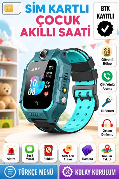 L'eDoren Akıllı Çocuk Saati Uyumlu Sim Kartlı Ve Lbs Konum Özellikli Kayıtlı Sesli Görüşme Canlı Takip
