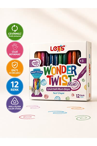 Lets Wonder Twist Mini Çevirmeli Mum Boya 12 Renk