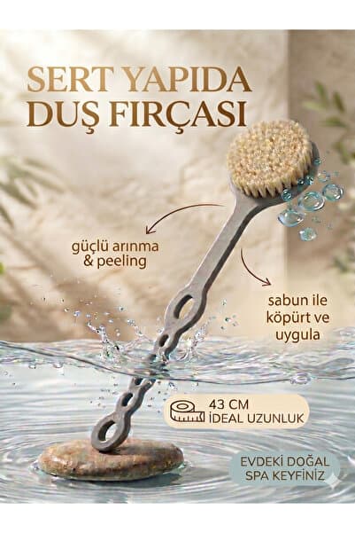 Efsoon Organics Sert Kıllı Sırt Fırçası - Doğal Kaktüs Otu - Vegan Duş Fırçası - 43 cm Tek Parça