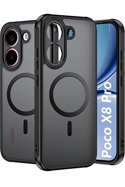 Rivor Poco X8 Pro Uyumlu Kılıf Kamera Çıkıntı Magsafe Şarj Destekli Mat Hassas Button Kapak