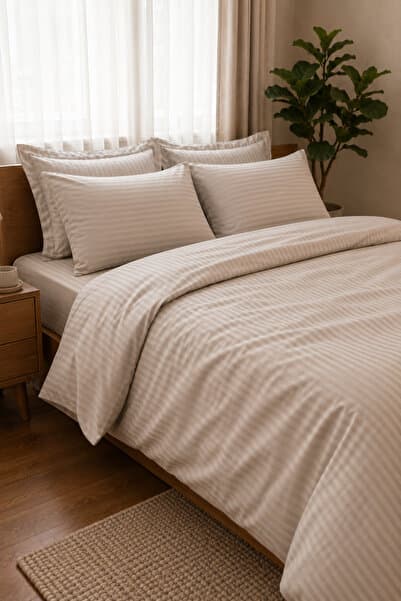 Motif Tekstil %100 PAMUK SATEN Çift Kişilik Nevresim Takımı (Nevresim, Çarşaf, 2'li Yastık Kılıfı, 2'li Kırlent Kılıfı)